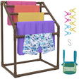 VEVOR 5-Bar Brown Freestanding Pool Towel Rack — PVC Trapezoidal, 8 Clips, Mesh Bag — Allure Home Collections