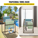 VEVOR 5-Bar Brown Freestanding Pool Towel Rack — PVC Trapezoidal, 8 Clips, Mesh Bag — Allure Home Collections