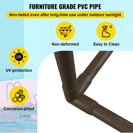 VEVOR 5-Bar Brown Freestanding Pool Towel Rack — PVC Trapezoidal, 8 Clips, Mesh Bag — Allure Home Collections