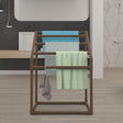 VEVOR 5-Bar Brown Freestanding Pool Towel Rack — PVC Trapezoidal, 8 Clips, Mesh Bag — Allure Home Collections