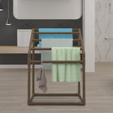 VEVOR 5-Bar Brown Freestanding Pool Towel Rack — PVC Trapezoidal, 8 Clips, Mesh Bag — Allure Home Collections
