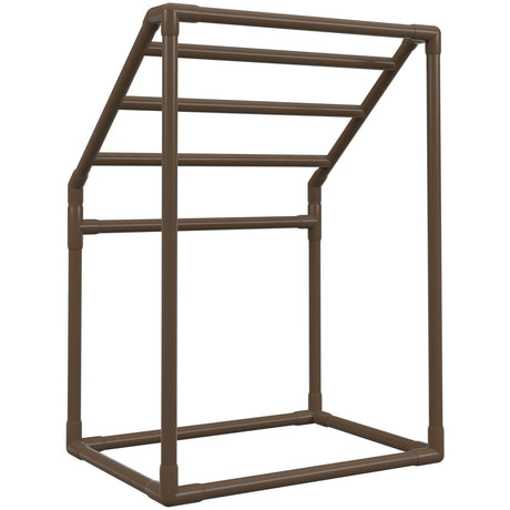 VEVOR 5-Bar Brown Freestanding Pool Towel Rack — PVC Trapezoidal, 8 Clips, Mesh Bag — Allure Home Collections