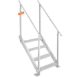 Four step adjustable aluminium pool ladder with dual handrails and non slip pedals
