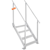 Four step adjustable aluminium pool ladder with dual handrails and non slip pedals