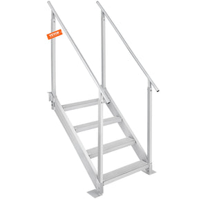 Four step adjustable aluminium pool ladder with dual handrails and non slip pedals