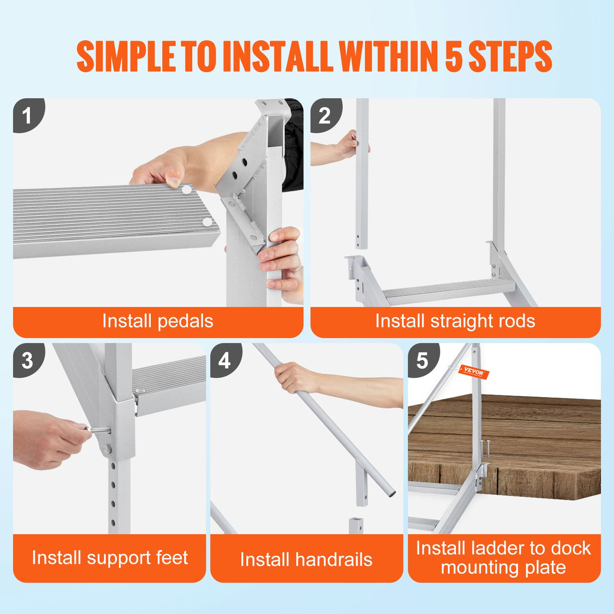 Ericeira Pool Ladder, 4 Step Adjustable Aluminium