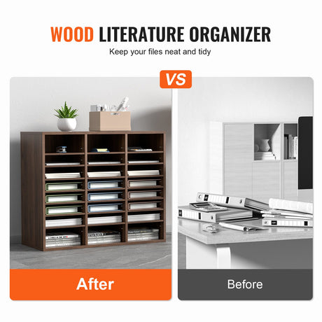 Kent Town 24 Compartment Literature Organiser Shelf, Brown