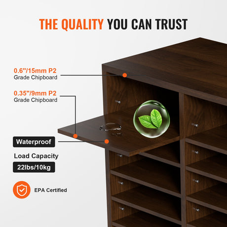 Kent Town 24 Compartment Literature Organiser Shelf, Brown