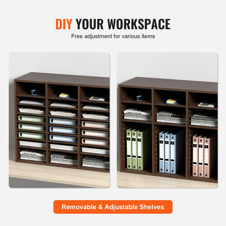 Kent Town 24 Compartment Literature Organiser Shelf, Brown
