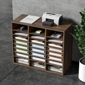 Kent Town 24 Compartment Literature Organiser Shelf, Brown