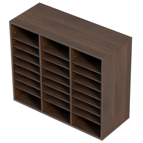 Kent Town 24 Compartment Literature Organiser Shelf, Brown