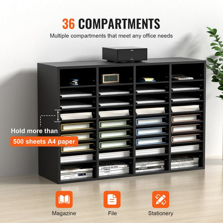 Dulwich 36 Compartment Literature Organiser Shelf, Black