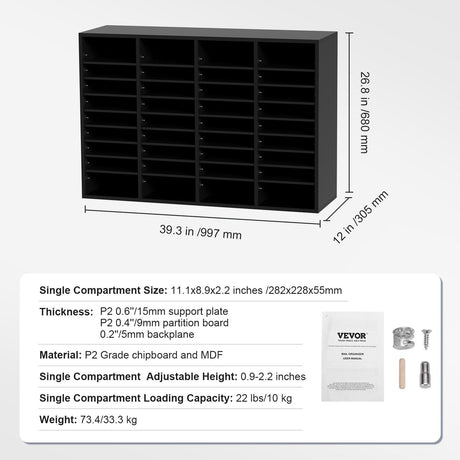 Dulwich 36 Compartment Literature Organiser Shelf, Black