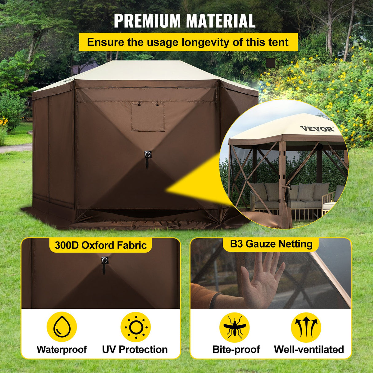Mesh gauze netting panel that keeps mosquitoes out of the shelter
