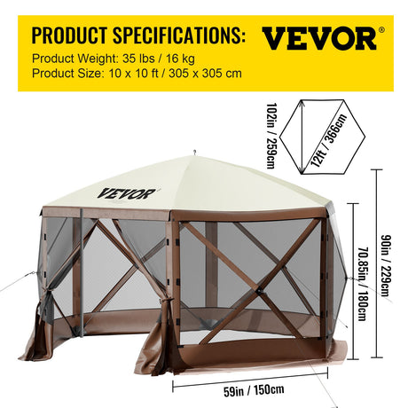 Interior of the six sided shelter with camping chairs and a table