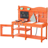 Wooden outdoor mud kitchen side view