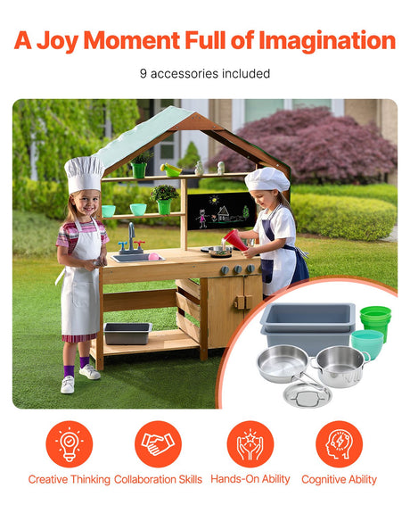 Wooden mud kitchen play accessories