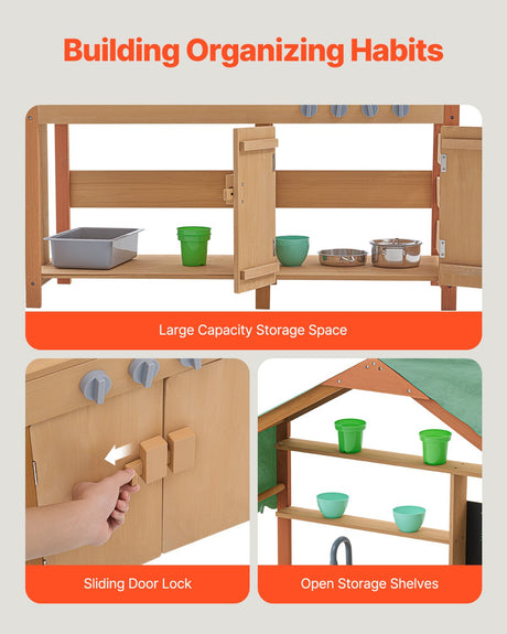 Wooden mud kitchen removable sink detail