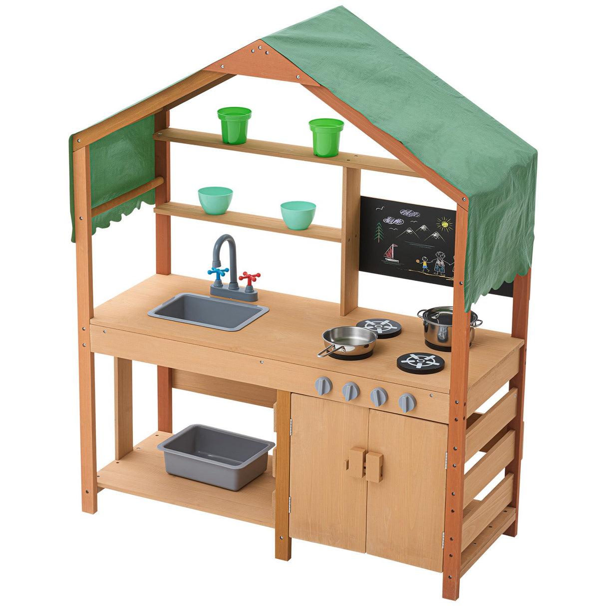 Wooden mud kitchen dimensions overview