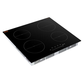 Four zone 6000 W built in induction cooktop with black glass touch panel