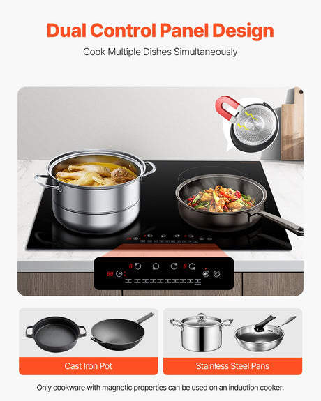 Induction cooktop installed flush into a kitchen benchtop