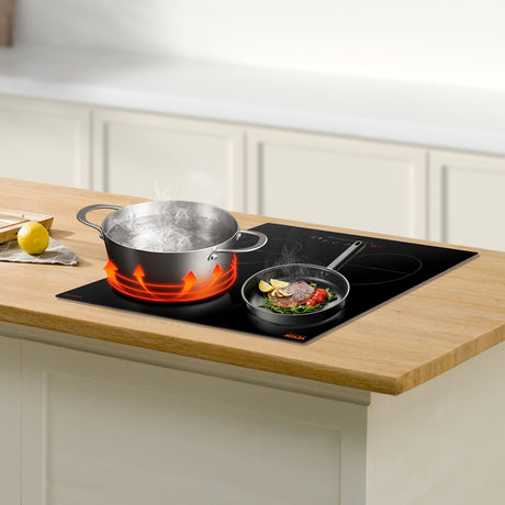 Cast iron and stainless steel cookware suitable for the induction cooktop