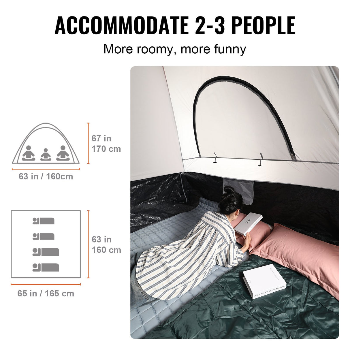 SUV Camping Tent, 10x10ft, Waterproof, 5-8 Person, with Awning