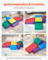 Colourful foam climbing blocks arranged as steps