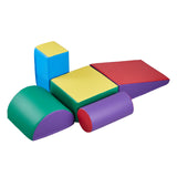 Foam climbing blocks stacked for storage