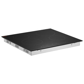 Built in four zone electric ceramic cooktop with black glass surface