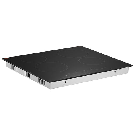 Built in four zone electric ceramic cooktop with black glass surface
