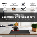 Four pots cooking at once on the 6000W ceramic cooktop