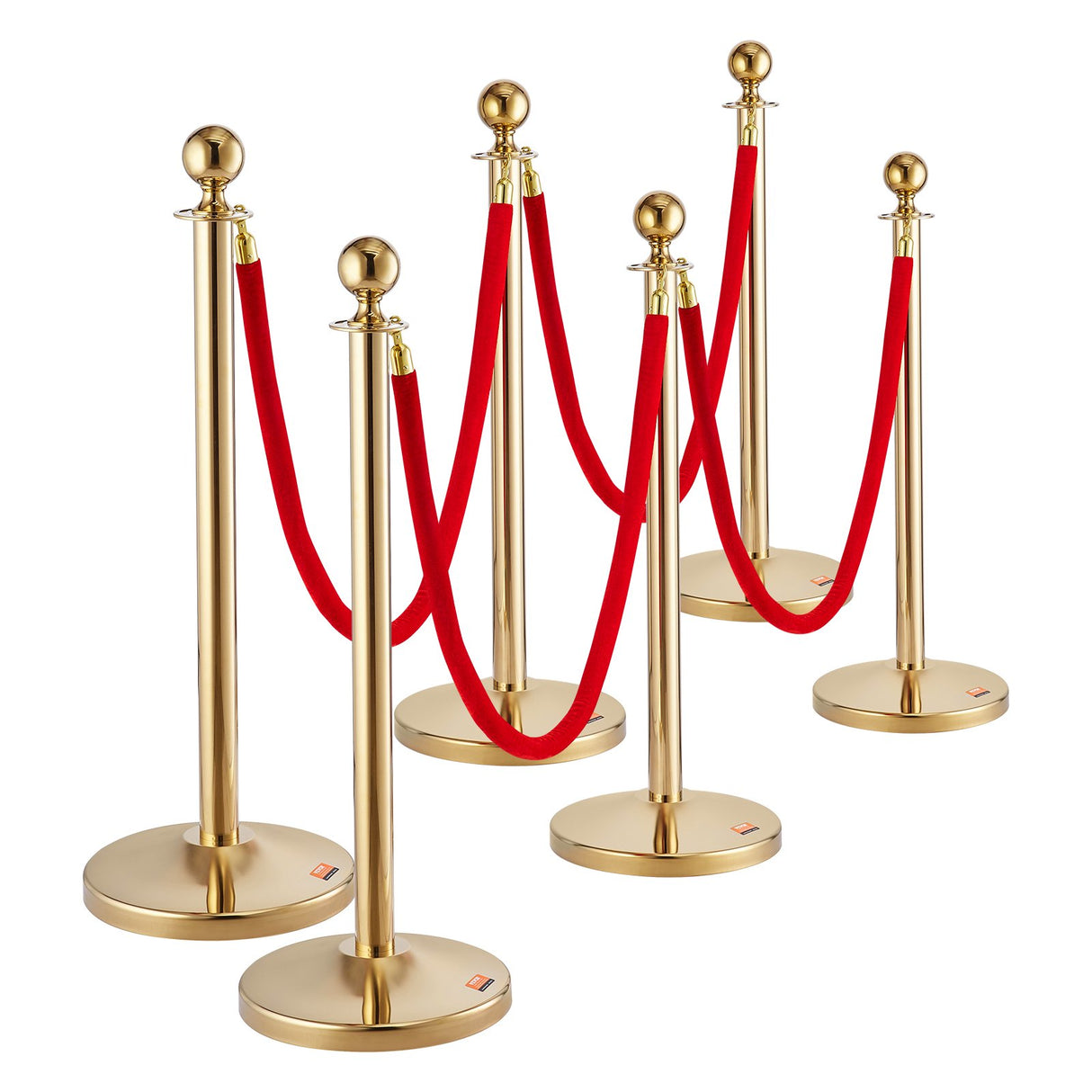 Crowd control stanchion set with red velvet rope