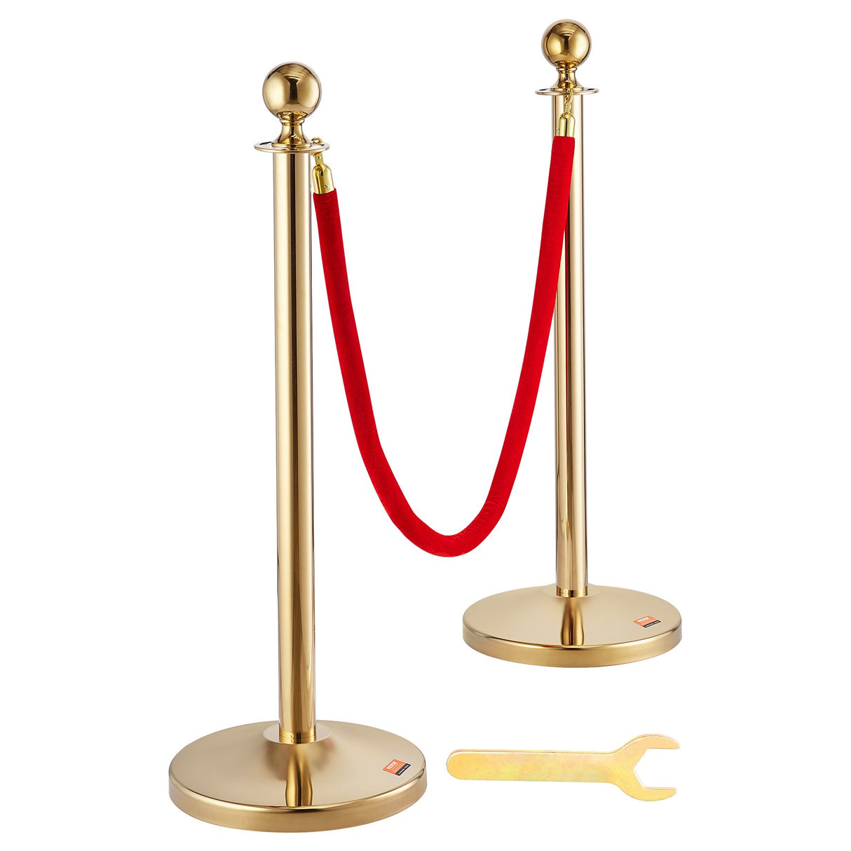 Crowd control stanchion set with red velvet rope