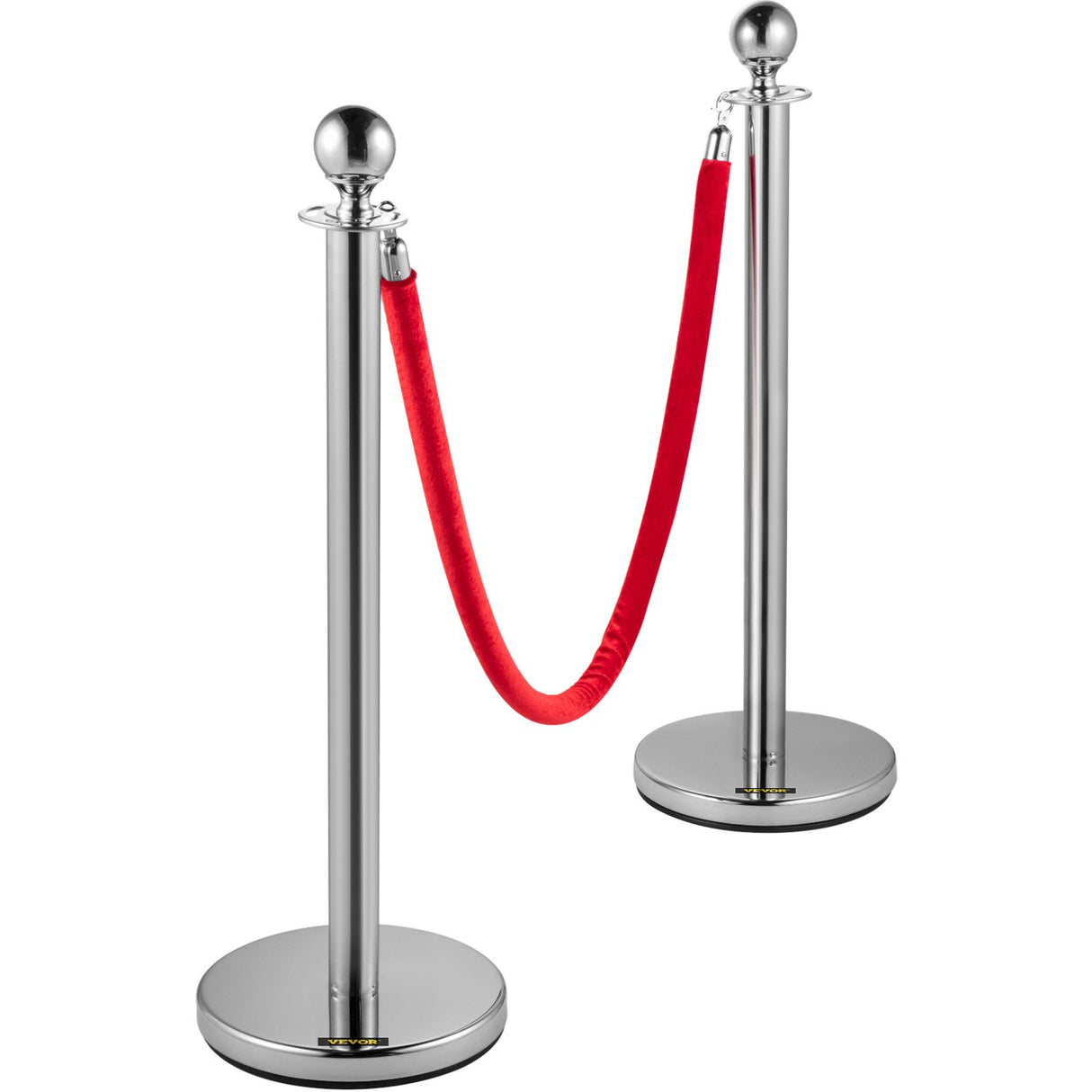 Silver stanchion base with rubber bottom