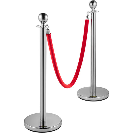 Silver stanchion base with rubber bottom