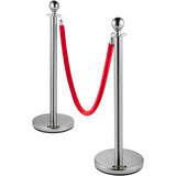 Six piece silver stanchion set with velvet ropes