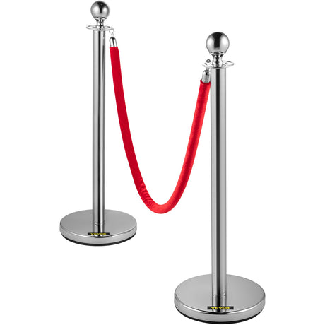 Six piece silver stanchion set with velvet ropes