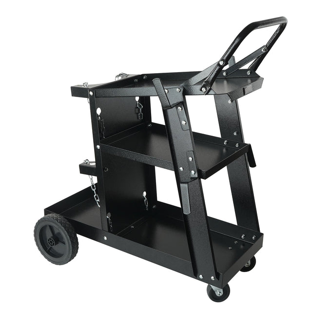 Slaidburn three tier steel welding cart with gas cylinder slots and safety chains