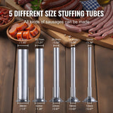 Five stainless steel stuffing tubes in different diameters