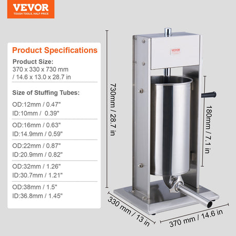 Sausage stuffer base and mounting feet in stainless steel