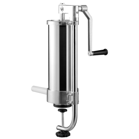 Side view of the vertical 3 L sausage stuffer on a bench