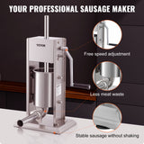 Two speed gearbox and crank handle on the sausage stuffer