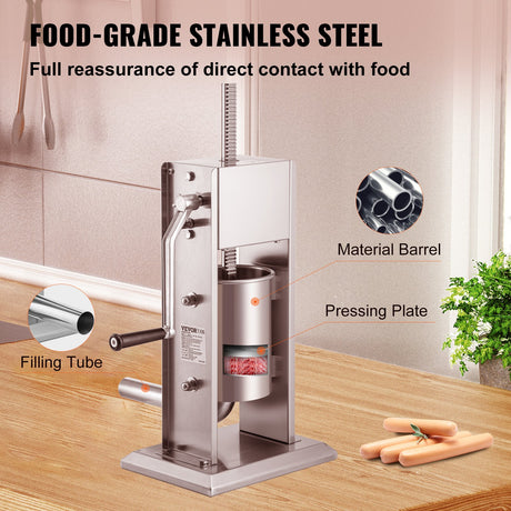 Suction cup base holding the sausage stuffer steady on a bench