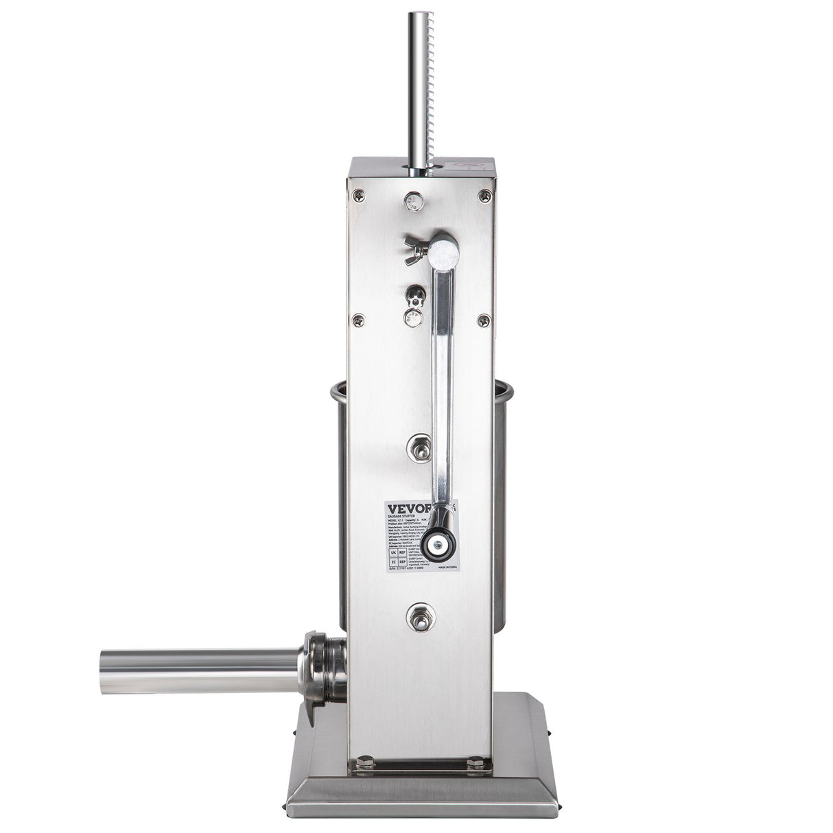 Sausage stuffer supplied with four stainless steel filling tubes