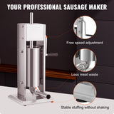 Two speed gearbox and crank handle on the 5 L sausage stuffer