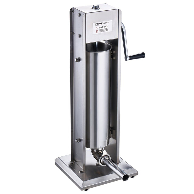 Vertical manual sausage stuffer, 7 L, in 304 stainless steel with dual speed crank