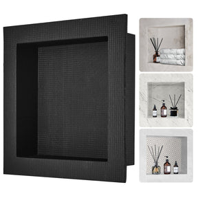 Recessed ready-to-tile shower niche, black, 40 x 40 cm single shelf