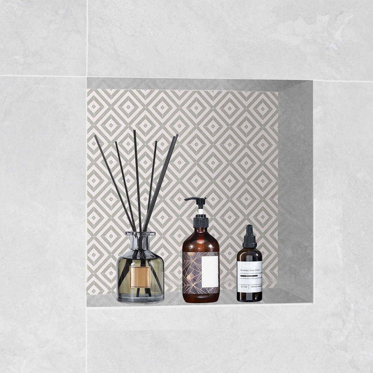 Recessed ready-to-tile shower niche, black, 40 x 40 cm single shelf