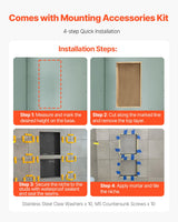 Recessed ready-to-tile double shelf shower niche, 40 x 50 cm